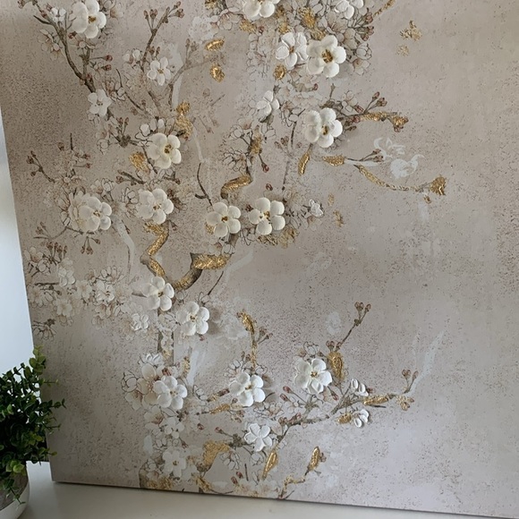 Wall Art floral‎ gold cream textured. - Picture 4 of 8
